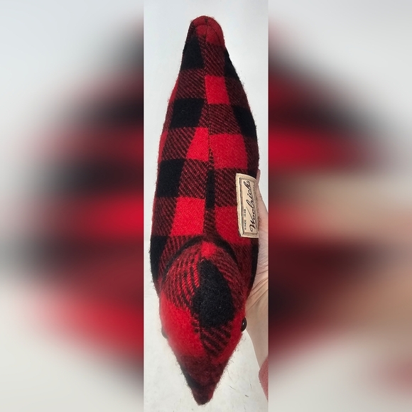 Vintage Woolrich 12" Red/black Plaid Striped Duck Pillow Doorstop EUC - Picture 4 of 11